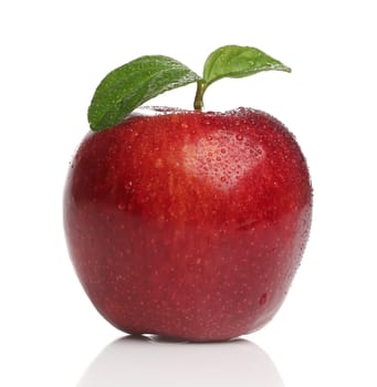 Delicious healthy red apple over white background