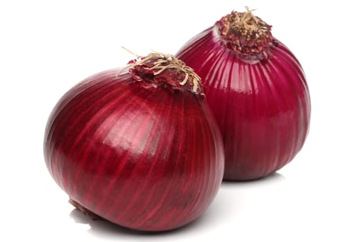 Red onion bulb isolated on white background