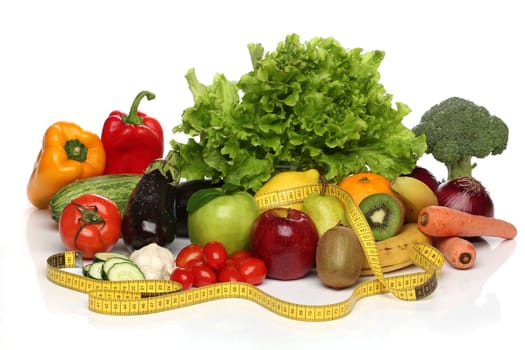 Delicious group of healthy vegetables isolated on white