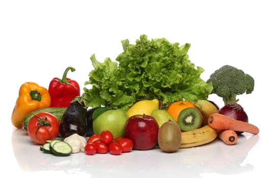 Delicious group of healthy vegetables isolated on white