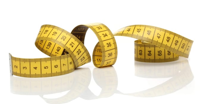 Measuring tape isolated over white background