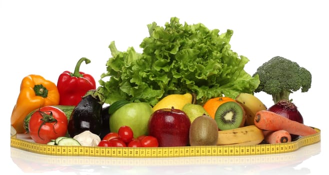 Delicious group of healthy vegetables isolated on white