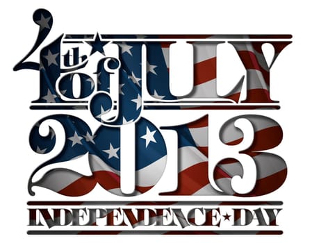 Typographic art cut-out with a waving American flag underneath. The Settle thickness on the cut-out border follows the inner shadow's light source.