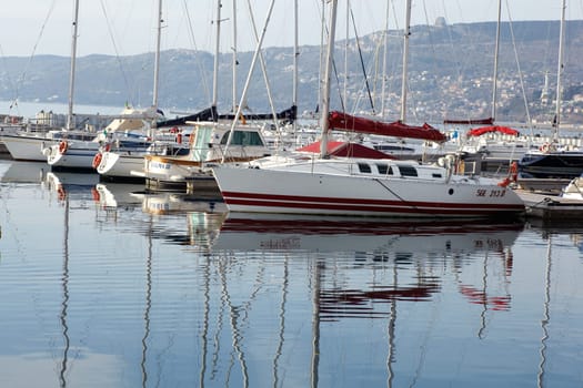 View of Boats in the Trieste sea port, Italy