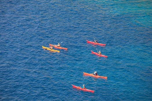 Kayaking in the Croatian sea. Brsecine