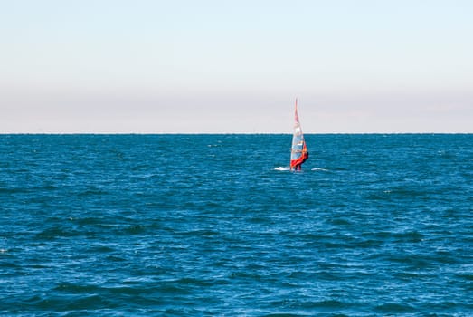View of a Windsurfer in the Trieste sea
