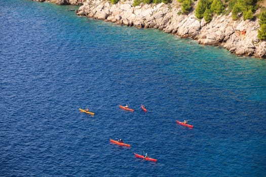 Kayaking in the Croatian sea. Brsecine