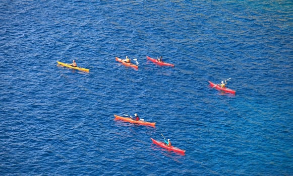 Kayaking in the Croatian sea. Brsecine