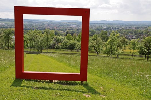 Red frame in the Staff Park in Lemgo