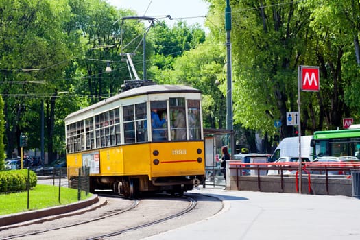 View of a tram in Milan - Italy