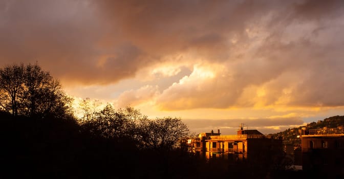View of Cloudy sky in Trieste at sunset