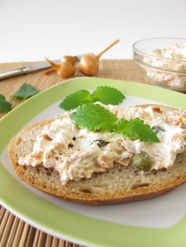 Spread with tuna and cream cheese