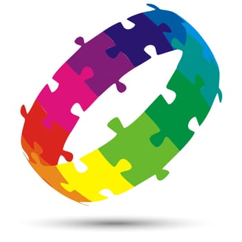 Puzzle circle 3D colored