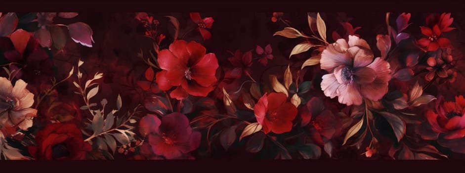 colourful maroon black wallpaper decoration garden beauty background peony dark floral rose bouquet nature celebration burgundy florist ornament vintage flower summer. Generative AI.