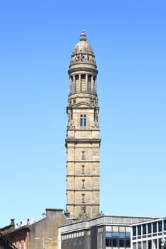 The Victoria Tower in Greenock town centre.  The tower forms part of the Inverclyde Municipal buildings.  Greenock is a town sitting beside the Firth of Clyde in the west of Scotland.