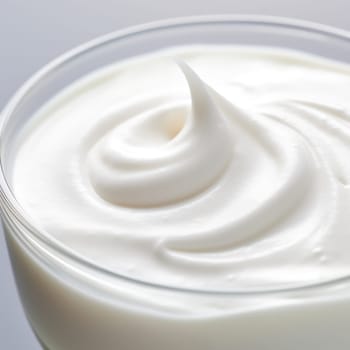 A close up of a glass of yogurt