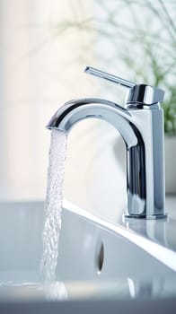 A faucet with water flowing from it