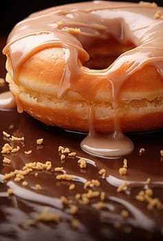 A donut with caramel glaze