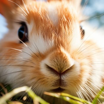 A close up of a rabbit looking at the camera