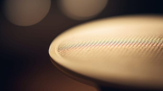 A close up of a microphone on a table