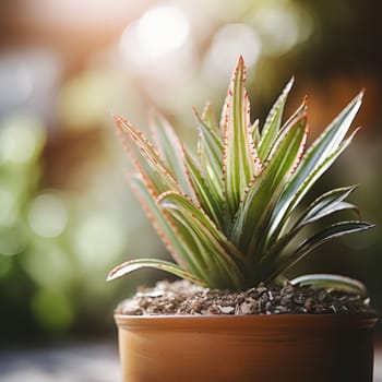 A small plant in a pot on a table