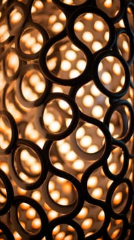 A close up of a metal sculpture with circles