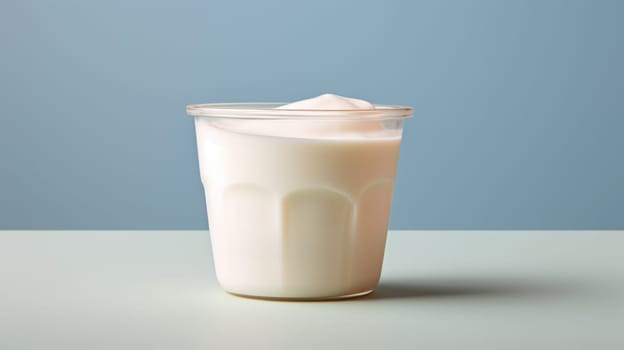 A glass of milk sitting on a table