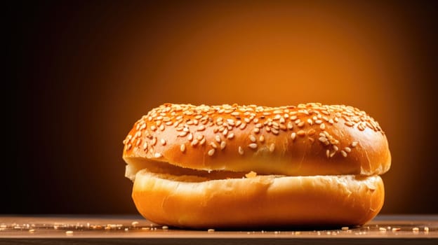 A bagel with sesame seeds on it