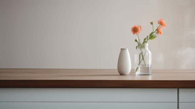A vase with flowers sitting on a table