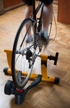 Home indoor training on a cycle trainer