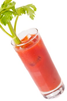 Bloody Mary cocktail over white background