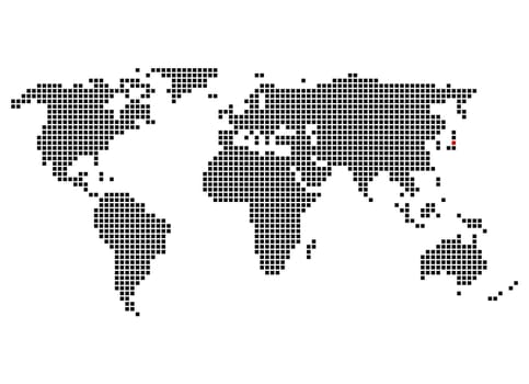 Pixel map with marking of Tokyo