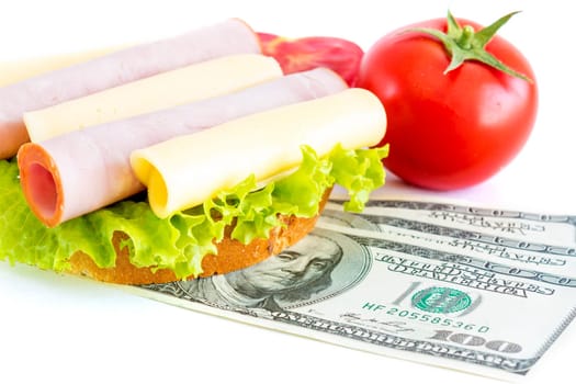 Expensive sandwich. Costs for food