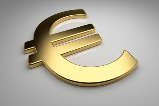 Gold euro sign on gray background, 3d render
