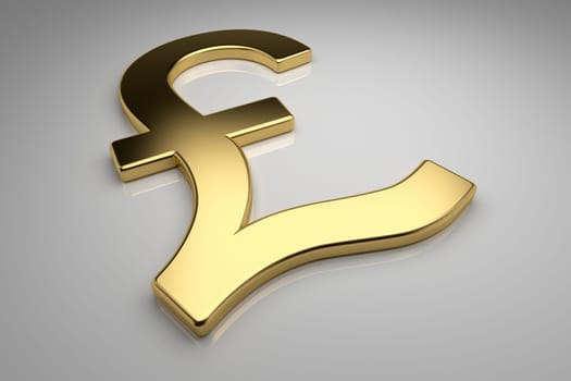 Gold pound sign on gray background, 3d render