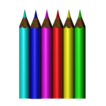 Colour pencils isolated on white background close up
