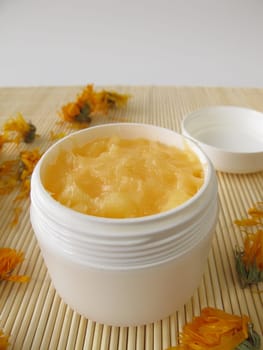 Hand cream with marigolds