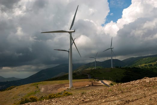wind turbines in Salerno in Italy