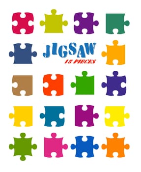 All 18 puzzle pieces - colorful