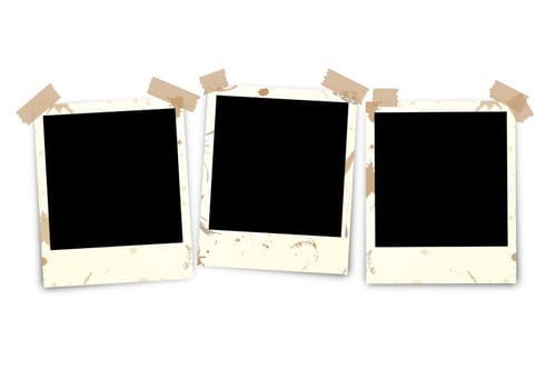 3 Polaroid soiled with adhesive strips