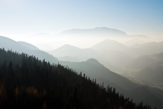 Diffuse evening light in the mountains