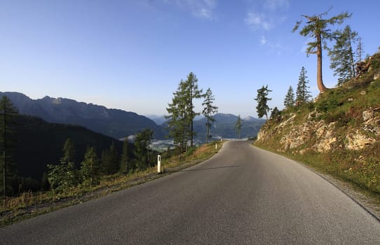 austria panorama of the mountains and the blue sky