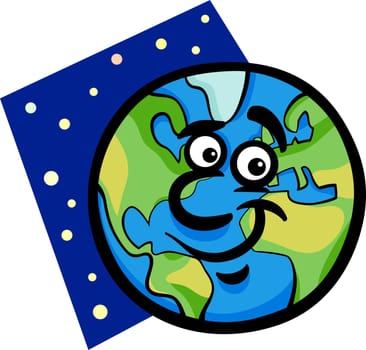 Cartoon Illustration of Funny Earth Planet Comic Mascot Character