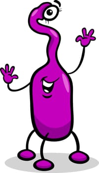 Cartoon Illustration of Funny Alien or Martian Comic Ufo Character