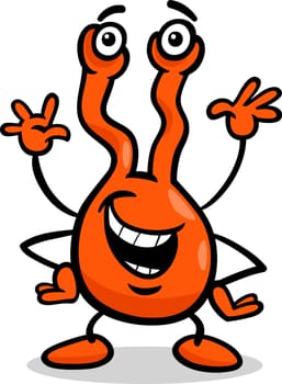 Cartoon Illustration of Funny Strange Alien Comic Ufo Character