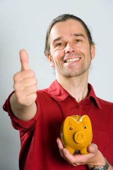 Man with Piggy Bank