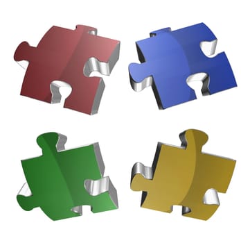 Jigsaw illustrations isolated against a white background