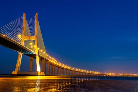 Vasco da Gama bridge is the largest in Europe over the Tagus river