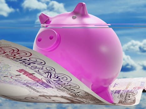 Pounds Note Pig Showing Prosperity And Investment