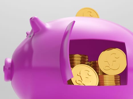 Pounds In Piggy Showing UK Financing Investment